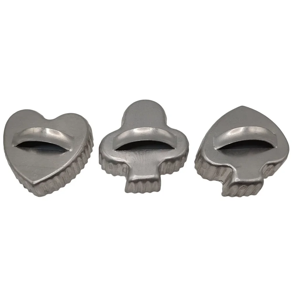 Vintage Metal Cookie Cutters with Handles Heart Club Spade Baking Set of Three